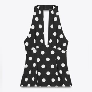 Polka dot halter back bow top